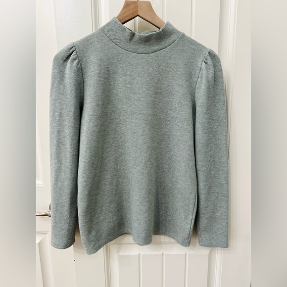 Madewell Tops - Madewell Gray Women's Knit Top Mock neck Puff sleeves sz Small capsule wardrobe